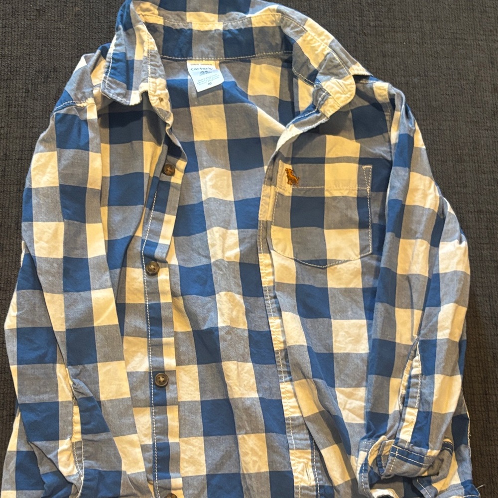 Carter's Blue and White Plaid  toddler Shirt